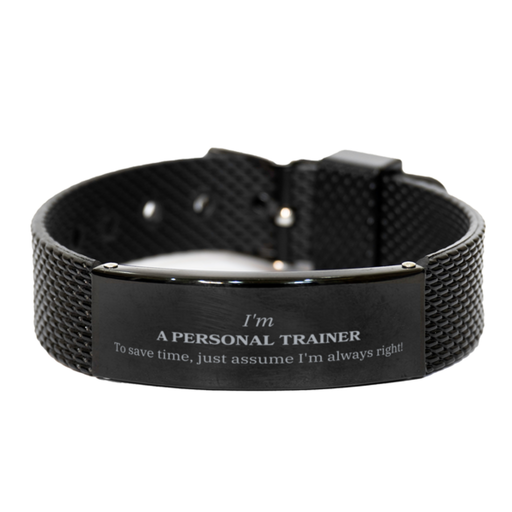 Personal Trainer Black Shark Mesh Bracelet - Inspirational Gift for Fitness Enthusiasts and Athletes - Confidence Booster for Birthdays, Holidays, and Graduation