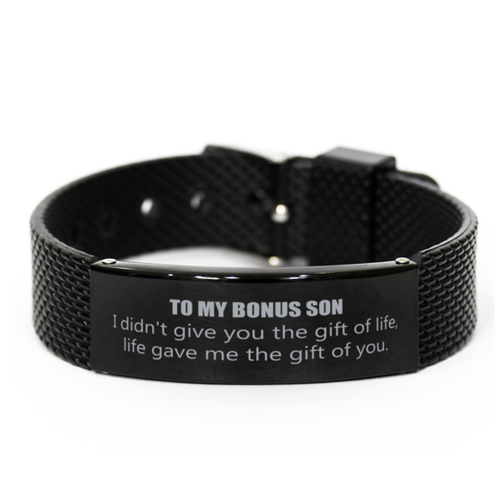 To my Bonus Son from stepmom gift - Bonus Son Christmas gift for Bonus Son Birthday gift - Engraved Bracelet for Bonus Son Gift from Mom