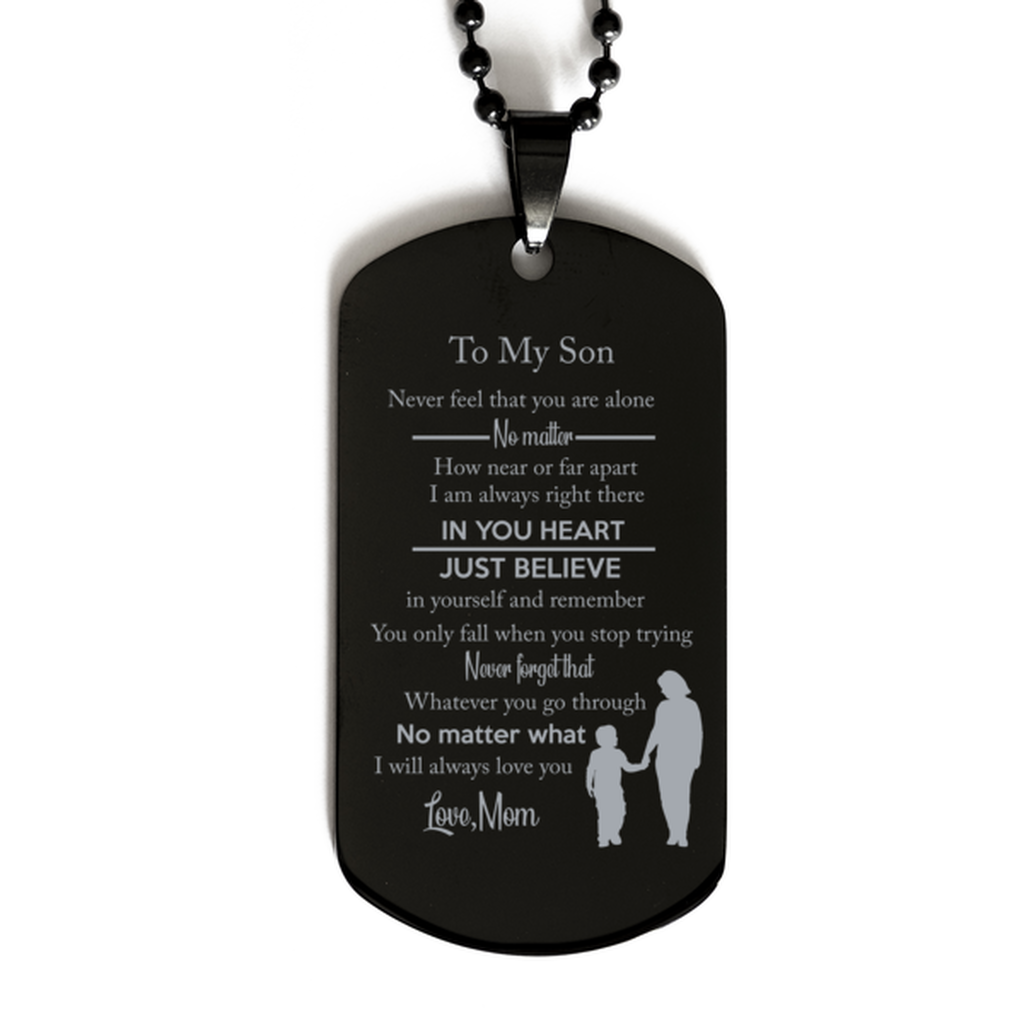 To My Son Birthday Gift - Son Bracelet From Mom Son Black Dog Tag Gift - Gifts From Mom - To My Son Black Dog Tag Christmas Gifts