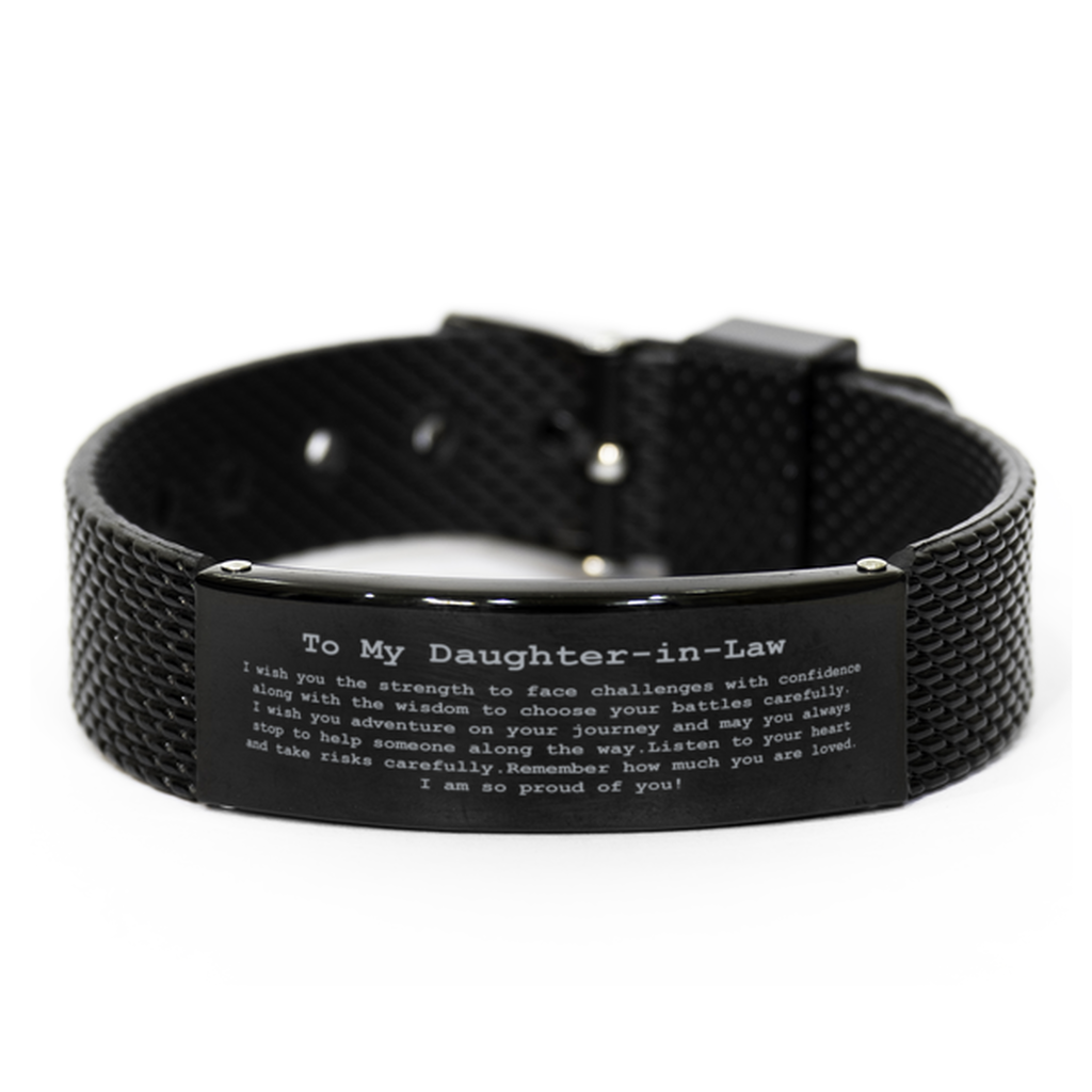 To My Daughter-in-Law bracelets,I wish you the strength to face challenges,Best Son gifts,Black mesh bracelet