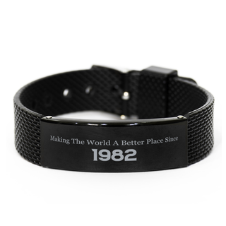 40th Birthday Gifts for Women, Funny 40 Year Old Gift mesh bracelet ,making the world a better place since 1982,Mom,Aunt,Wife,Sister,Coworker,Friend