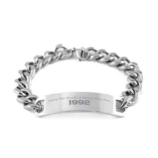 30th Birthday Gifts for Women,Funny 30 Year Old Gift cuban bracelet ,making the world a better place since 1992,Mom,Aunt,Wife,Sister,Coworker,Friend