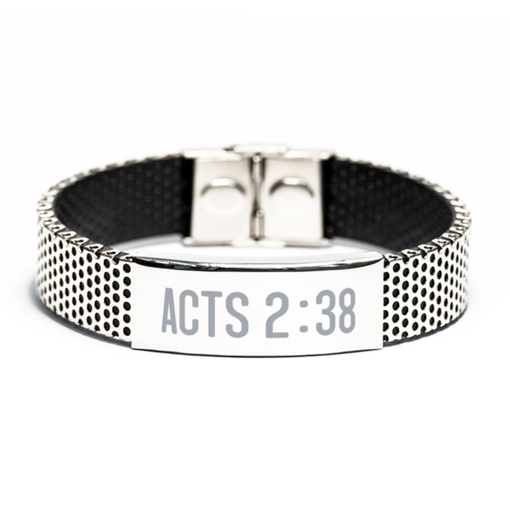 Bible Verse Bracelet, Acts 2 38 Bracelet, Christian Bracelet, Christian, Dad Gift, Rope Bracelet, Easter Gift, Gift For Christian stainless bracelet