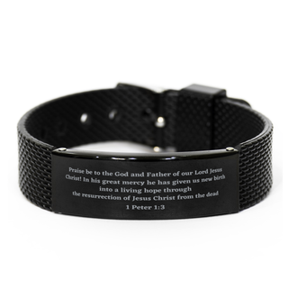 1 Peter 1:3   Christian Bracelet,Praise be to the God and Father of our Lord Jesus Christ,Christian Gifts,Bible Verse Bracelets,Christian Woman or Teen,mesh bracelet