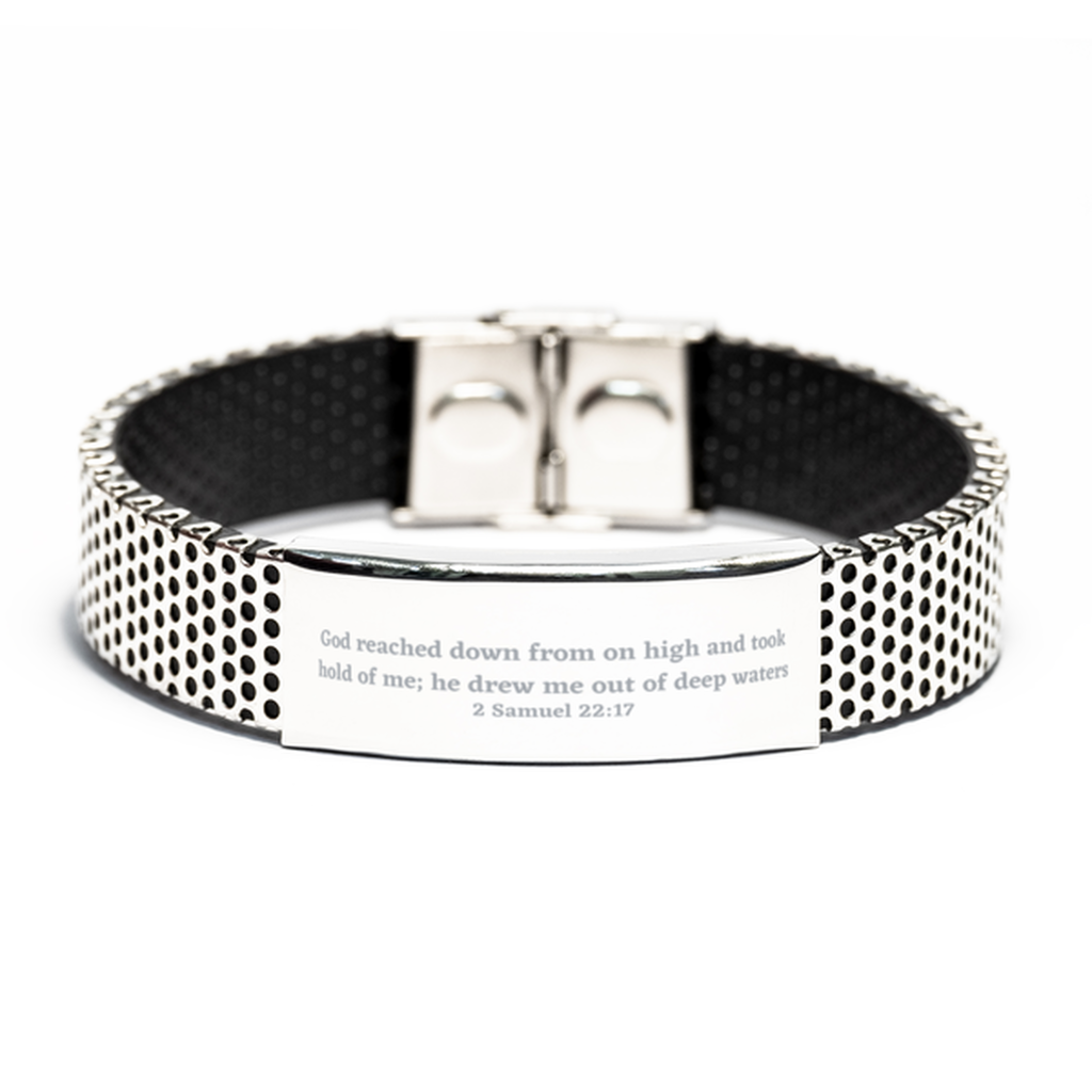 2 Samuel 22:17 Christian Bracelet,God reached down from on high and took hold of me; he drew me out of deep waters,Christian Gifts,Bible Verse Bracelets,Christian Woman or Teen,stainless bracelet