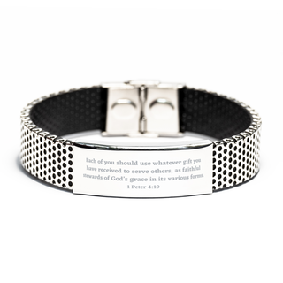 1 Peter 4:10  Christian Bracelet,Each of you should use whatever gift you have received to serve others,Christian Gifts,Bible Verse Bracelets,Christian Woman or Teen,stainless bracelet