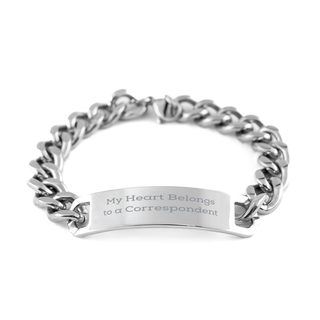 My Heart Belongs to a Correspondent Bracelet,Correspondent Gifts,Correspondent Wife,Correspondent Girlfriends,Correspondent Boyfriend,cuban bracelet