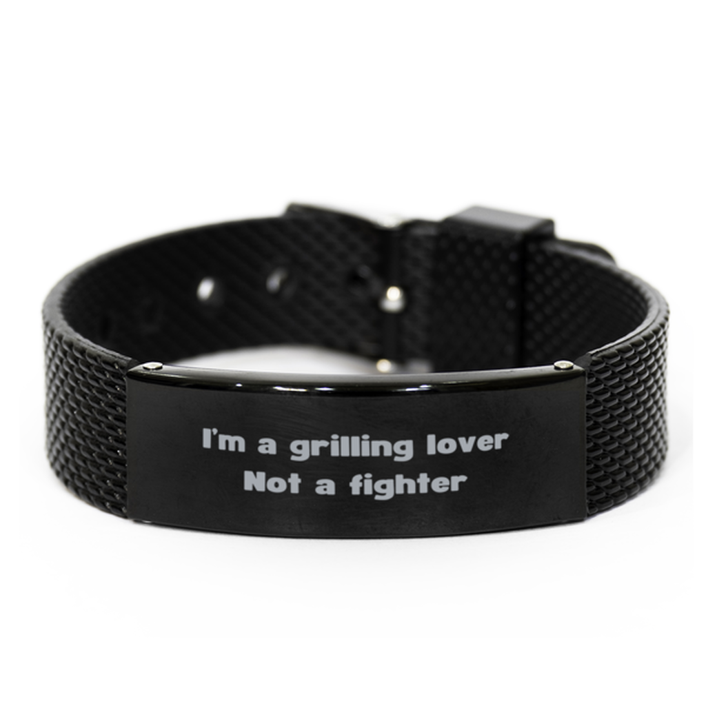 I am a grilling lover Not a fighter Bracelet,Birthday Gifts,Funny grilling Gifts,Gift Idea Cooking Gifts  for Dad, Brother, Husband, Boyfriend ,mesh bracelet