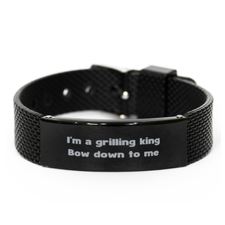 I am a grilling king Bow down to me Bracelet,Birthday Gifts,Funny grilling Gifts,Gift Idea Cooking Gifts  for Dad, Brother, Husband, Boyfriend ,mesh bracelet