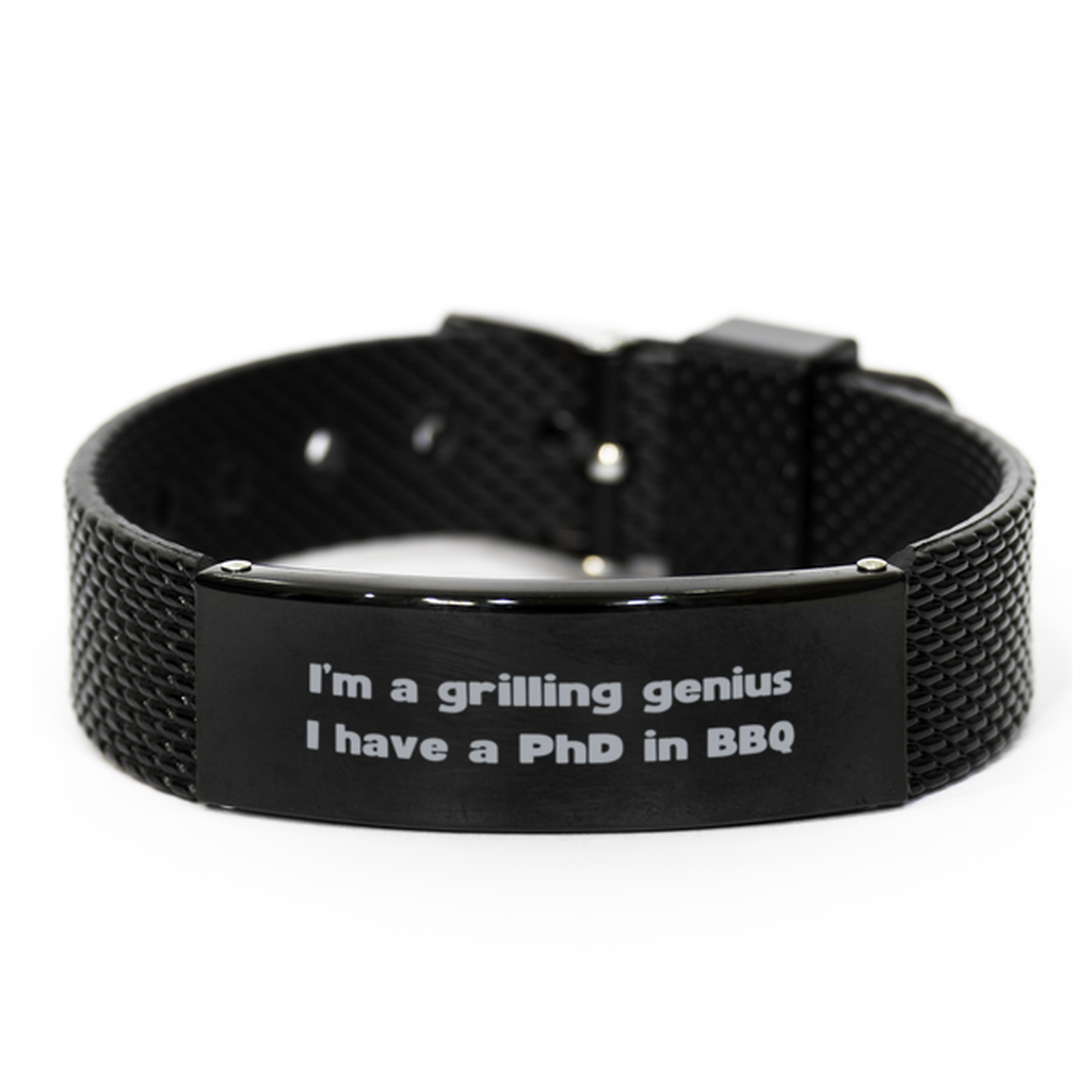 I am a grilling genius I have a PhD in BBQ Bracelet,Birthday Gifts,Funny grilling Gifts,Gift Idea Cooking Gifts  for Dad, Brother, Husband, Boyfriend ,mesh bracelet