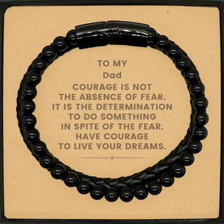 Dad, Have Courage To Live Your Dreams. Stone Leather Bracelets, Best Gifts For Dad, Dad Gifts for Birthday Christmas Graduation, Men Women Jewelry.