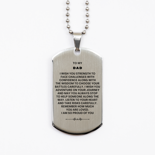 Best Idea Gifts for Dad Silver Dog Tag, Dad, I am so proud of you., Surprise Gift for Dad on Christmas Birthday. Gift for Him, Gift for Her