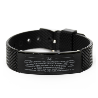 Best Idea Gifts for Dad Black Shark Mesh Bracelet, Dad, I am so proud of you., Surprise Gift for Dad on Christmas Birthday. Gift for Him, Gift for Her