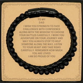 Best Idea Gifts for Dad Stone Leather Bracelets, Dad, I am so proud of you., Surprise Gift for Dad on Christmas Birthday. Gift for Him, Gift for Her