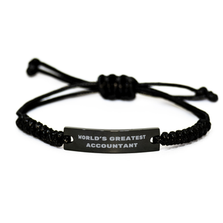 Accountant Gifts, World's Greatest Accountant, Accountant Black Rope Bracelet, Sarcasm Gifts For Boss, Friends, Coworker. Thank you gifts. Employee Gift