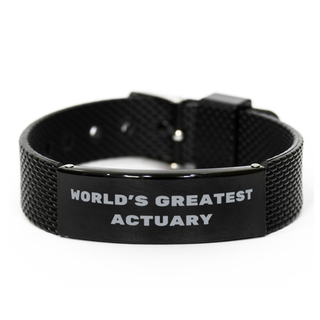 Actuary Gifts, World's Greatest Actuary, Actuary Black Shark Mesh Bracelet, Sarcasm Gifts For Boss, Friends, Coworker. Thank you gifts. Employee Gift