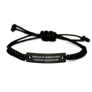 Youth Minister Gifts, World's Greatest Youth Minister, Youth Minister Black Rope Bracelet, Sarcasm Gifts For Boss, Friends, Coworker. Thank you gifts. Employee Gift