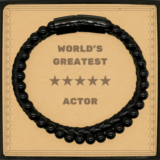 Actor Gifts, World's Greatest Actor, Actor Stone Leather Bracelets, Message Card For Boss, Friends, Coworker. Thank you gifts. Employee Gift