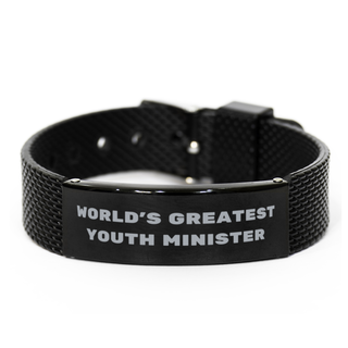 Youth Minister Gifts, World's Greatest Youth Minister, Youth Minister Black Shark Mesh Bracelet, Sarcasm Gifts For Boss, Friends, Coworker. Thank you gifts. Employee Gift