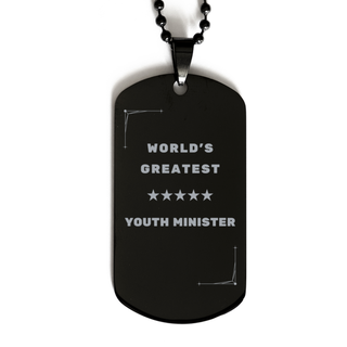 Youth Minister Gifts, World's Greatest Youth Minister, Youth Minister Black Dog Tag, Sarcasm Gifts For Boss, Friends, Coworker. Thank you gifts. Employee Gift