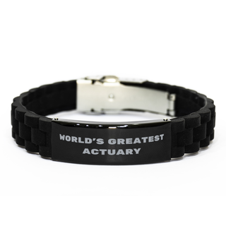 Actuary Gifts, World's Greatest Actuary, Actuary Black Glidelock Bracelet, Sarcasm Gifts For Boss, Friends, Coworker. Thank you gifts. Employee Gift