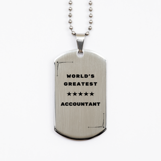 Accountant Gifts, World's Greatest Accountant, Accountant Silver Dog Tag, Sarcasm Gifts For Boss, Friends, Coworker. Thank you gifts. Employee Gift