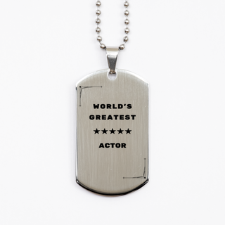 Actor Gifts, World's Greatest Actor, Actor Silver Dog Tag, Sarcasm Gifts For Boss, Friends, Coworker. Thank you gifts. Employee Gift