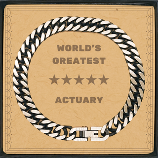 Actuary Gifts, World's Greatest Actuary, Actuary Cuban Link Chain Bracelet, Message Card For Boss, Friends, Coworker. Thank you gifts. Employee Gift