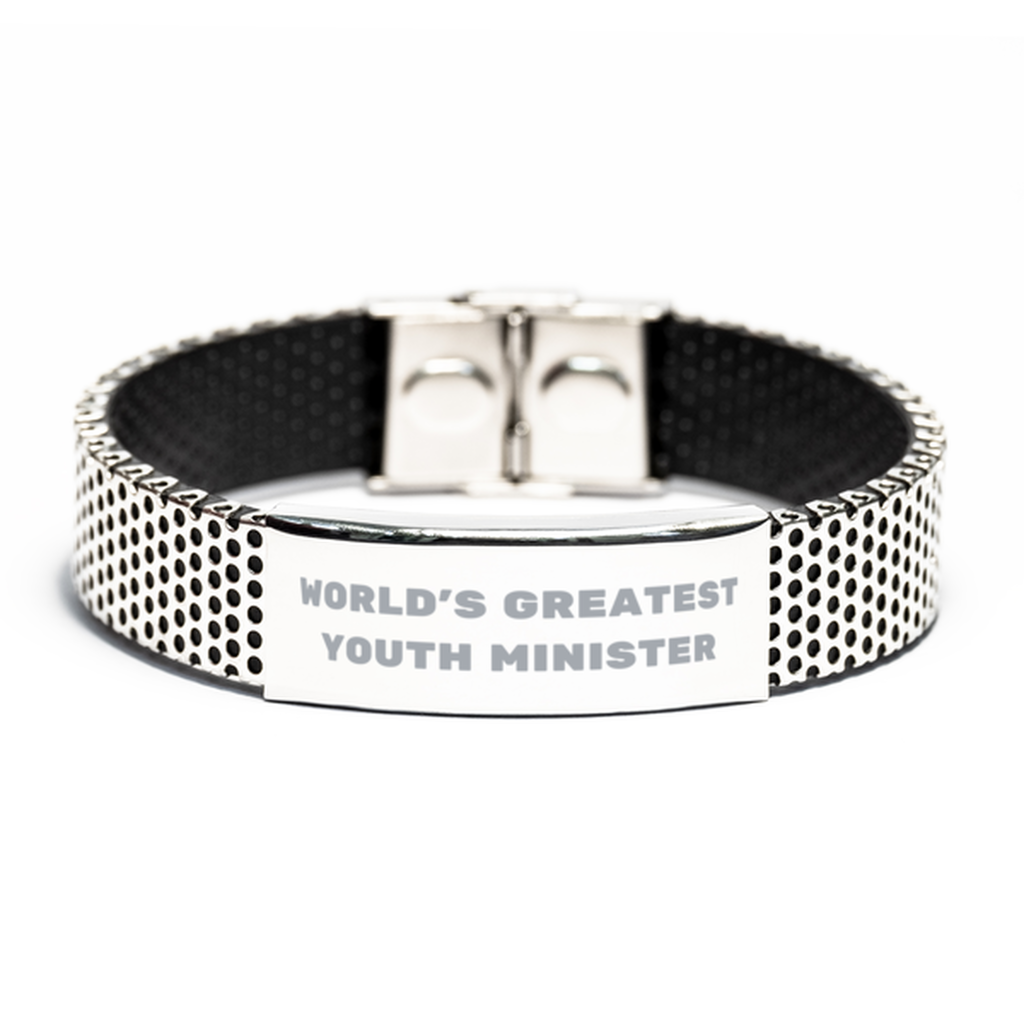 Youth Minister Gifts, World's Greatest Youth Minister, Youth Minister Stainless Steel Bracelet, Sarcasm Gifts For Boss, Friends, Coworker. Thank you gifts. Employee Gift