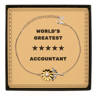 Accountant Gifts, World's Greatest Accountant, Accountant Sunflower Bracelet, Message Card For Boss, Friends, Coworker. Thank you gifts. Employee Gift