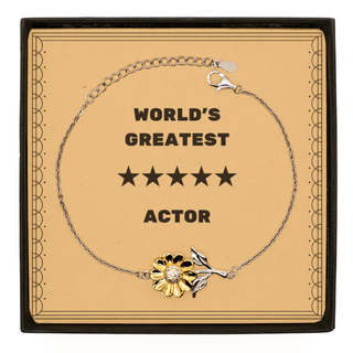 Actor Gifts, World's Greatest Actor, Actor Sunflower Bracelet, Message Card For Boss, Friends, Coworker. Thank you gifts. Employee Gift