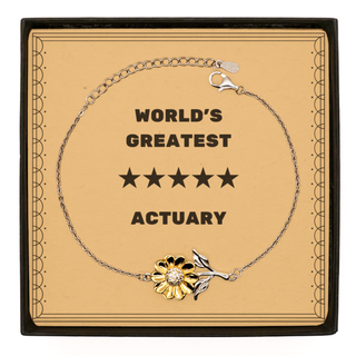 Actuary Gifts, World's Greatest Actuary, Actuary Sunflower Bracelet, Message Card For Boss, Friends, Coworker. Thank you gifts. Employee Gift