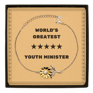 Youth Minister Gifts, World's Greatest Youth Minister, Youth Minister Sunflower Bracelet, Message Card For Boss, Friends, Coworker. Thank you gifts. Employee Gift