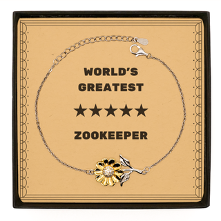 Zookeeper Gifts, World's Greatest Zookeeper, Zookeeper Sunflower Bracelet, Message Card For Boss, Friends, Coworker. Thank you gifts. Employee Gift