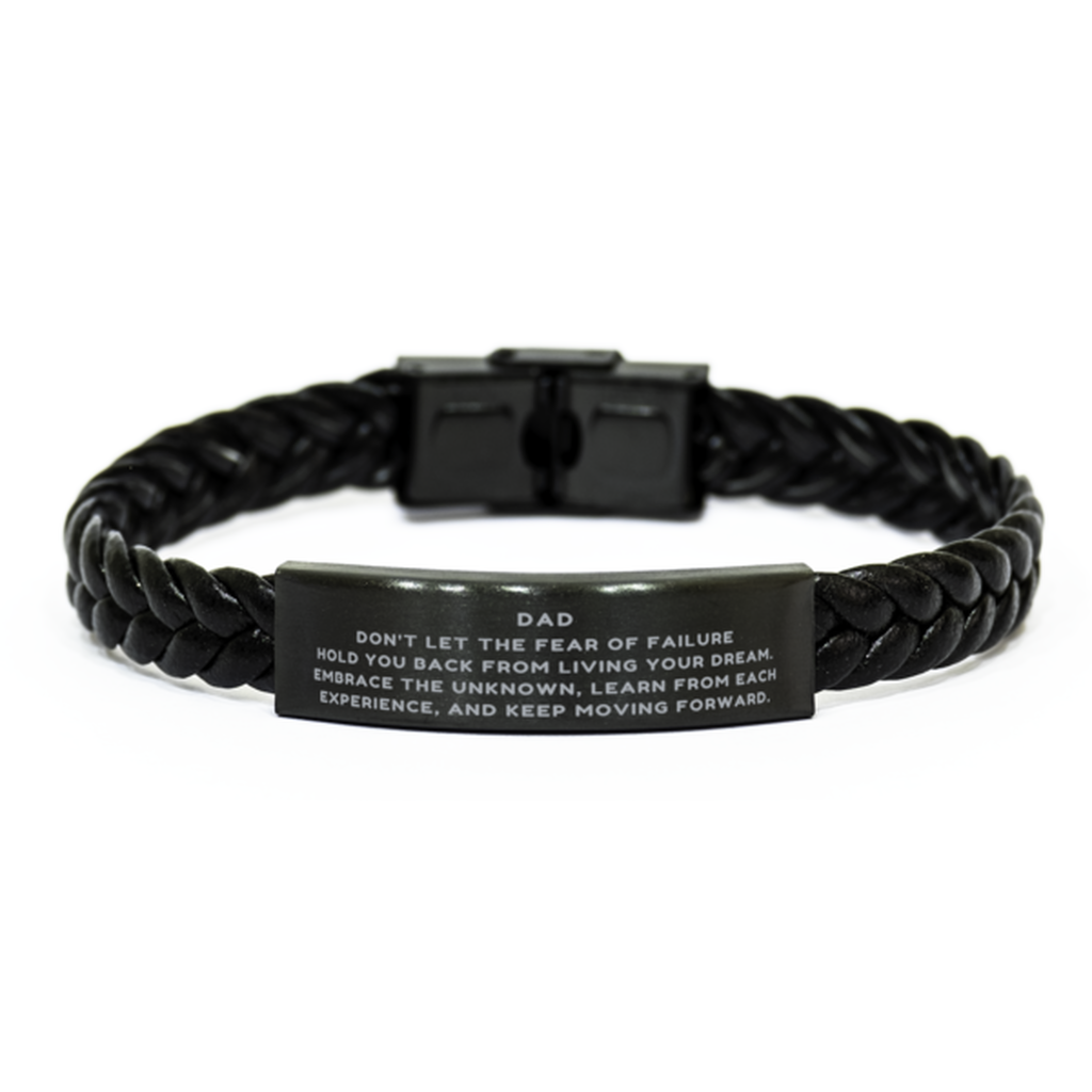 To My Dad Gift, Dad, Keep moving forward Braided Leather Bracelet. Inspirational Gifts for Dad on Birthday, Christmas Day