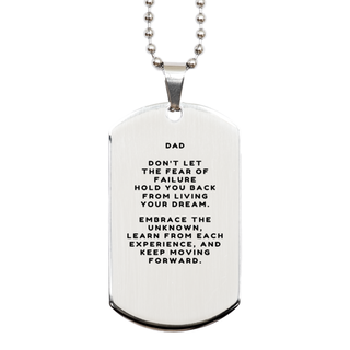 To My Dad Gift, Dad, Keep moving forward Silver Dog Tag. Inspirational Gifts for Dad on Birthday, Christmas Day