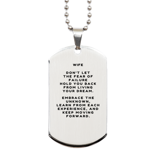 To My Wife Gift, Wife, Keep moving forward Silver Dog Tag. Inspirational Gifts for Wife on Birthday, Christmas Day