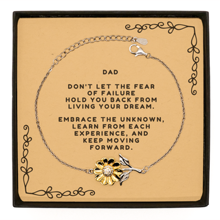 To My Dad Gift, Dad, Keep moving forward Sunflower Bracelet. Inspirational Gifts for Dad on Birthday, Christmas Day