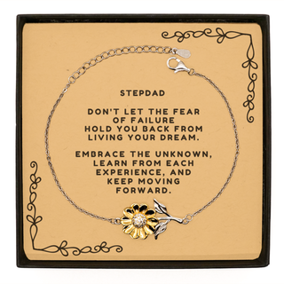 To My Stepdad Gift, Stepdad, Keep moving forward Sunflower Bracelet. Inspirational Gifts for Stepdad on Birthday, Christmas Day