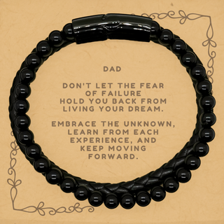 To My Dad Gift, Dad, Keep moving forward Stone Leather Bracelets. Inspirational Gifts for Dad on Birthday, Christmas Day