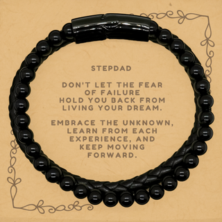 To My Stepdad Gift, Stepdad, Keep moving forward Stone Leather Bracelets. Inspirational Gifts for Stepdad on Birthday, Christmas Day