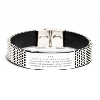 To My Dad Gift, Dad, Keep moving forward Stainless Steel Bracelet. Inspirational Gifts for Dad on Birthday, Christmas Day