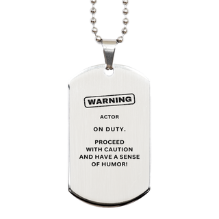 Actor Funny Engraved Keyring. Actor on duty Silver Dog Tag. Sarcasm Gifts For Coworkers, Friends