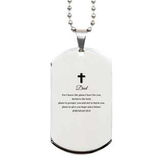 Inspirational Bible Verses for Dad Gifts, Dad Silver Dog Tag, Christian Gifts For Dad Birthday Christmas Gifts For Dad, Dad For I know the plans I have for you, declares the lord JEREMIAH 29.11