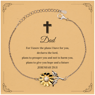 Inspirational Bible Verses for Dad Gifts, Dad Sunflower Bracelet, Christian Gifts For Dad Birthday Christmas Gifts For Dad, Dad For I know the plans I have for you, declares the lord JEREMIAH 29.11