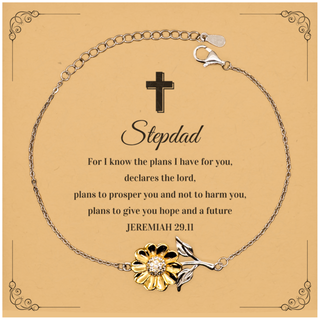 Inspirational Bible Verses for Stepdad Gifts, Stepdad Sunflower Bracelet, Christian Gifts For Stepdad Birthday Christmas Gifts For Stepdad, Stepdad For I know the plans I have for you, declares the lord JEREMIAH 29.11