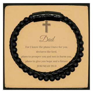 Inspirational Bible Verses for Dad Gifts, Dad Stone Leather Bracelets, Christian Gifts For Dad Birthday Christmas Gifts For Dad, Dad For I know the plans I have for you, declares the lord JEREMIAH 29.11