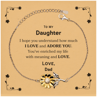 To My Daughter Sunflower Bracelet, Sentimental Gifts for Daughter from Dad, Christmas Birthday Graduation Gifts for Daughter I hope you understand how much I love and adore you. Love, Dad