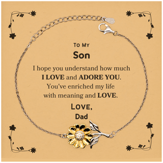 To My Son Sunflower Bracelet, Sentimental Gifts for Son from Dad, Christmas Birthday Graduation Gifts for Son I hope you understand how much I love and adore you. Love, Dad