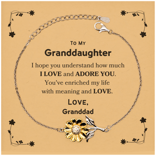 To My Granddaughter Sunflower Bracelet, Sentimental Gifts for Granddaughter from Granddad, Christmas Birthday Graduation Gifts for Granddaughter I hope you understand how much I love and adore you. Love, Granddad